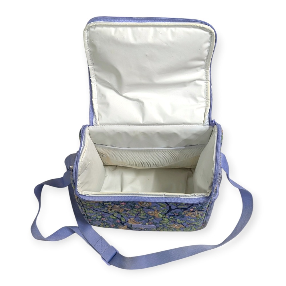 Vera Bradley Sloth Quilted Insulated Lunch Cooler Bag Purple Adjustable Strap - Picture 3 of 8